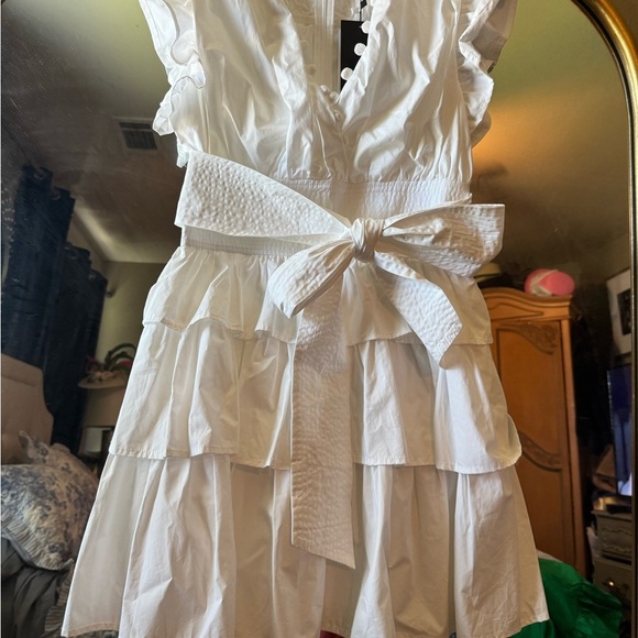 Lux Elegant White Tiered Mini Dress - Picture 2 of 10